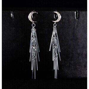 India Hicks Shoot For The Moon Earrings Womens Silver Fringe Jewelry Retired